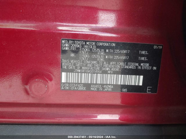 Toyota Rav4 Xle 2019 JTMW1RFV6KD014964 Image 9