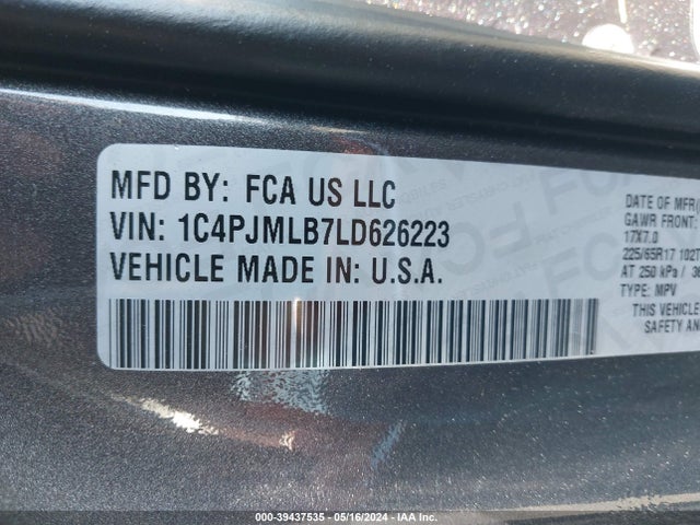 1C4PJMLB7LD626223 Jeep Cherokee Latitude Plus 4x4