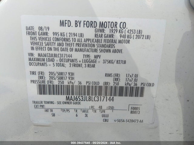 Ford Ecosport Ses 2020 MAJ6S3JL8LC317144 Image 9