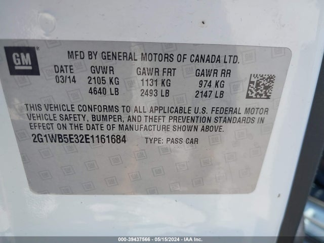Chevrolet Impala Limited Lt 2014 2G1WB5E32E1161684 Image 9