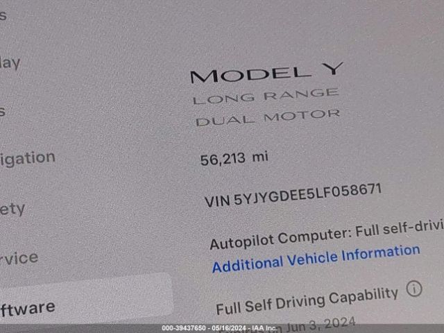 5YJYGDEE5LF058671 Tesla Model Y Long Range Dual Motor All-wheel Drive