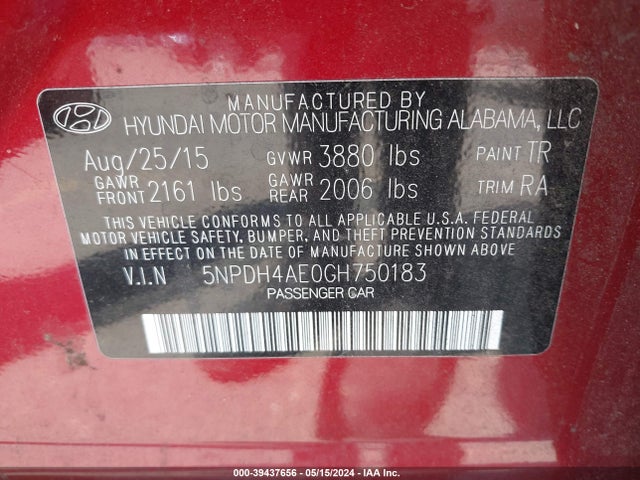 Hyundai ELANTRA SE 2016 5NPDH4AE0GH750183 Image 9
