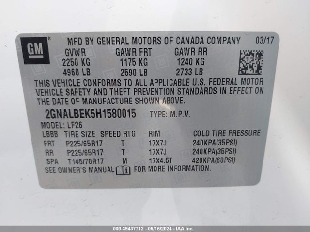 Chevrolet EQUINOX LS 2017 2GNALBEK5H1580015 Image 9