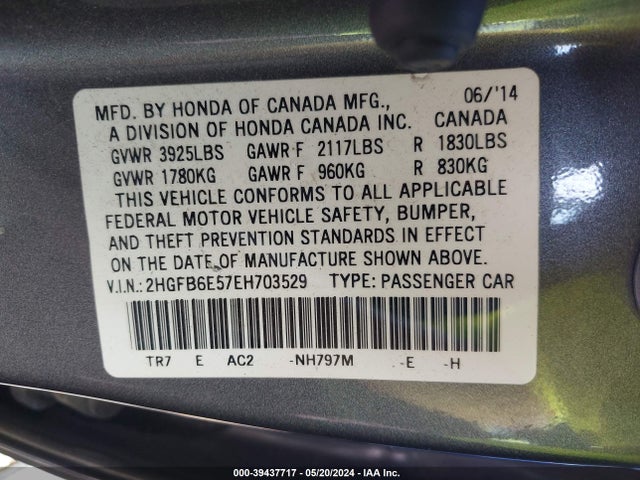 Honda CIVIC SI 2014 2HGFB6E57EH703529 Image 9