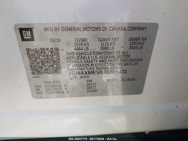 Chevrolet Equinox Premier 2018 2GNAXMEV0J6305431 Image 9