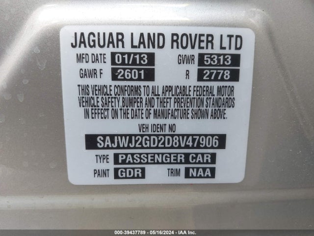 2013 JAGUAR XJ SAJWJ2GD2D8V47906 Photo 8