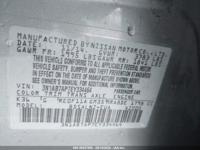 Nissan Sentra Fe+ Sv 2014 3N1AB7AP7EY334464 Image 9