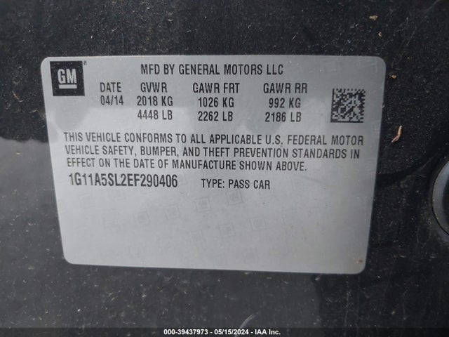 Chevrolet Malibu 1fl 2014 1G11A5SL2EF290406 Image 9