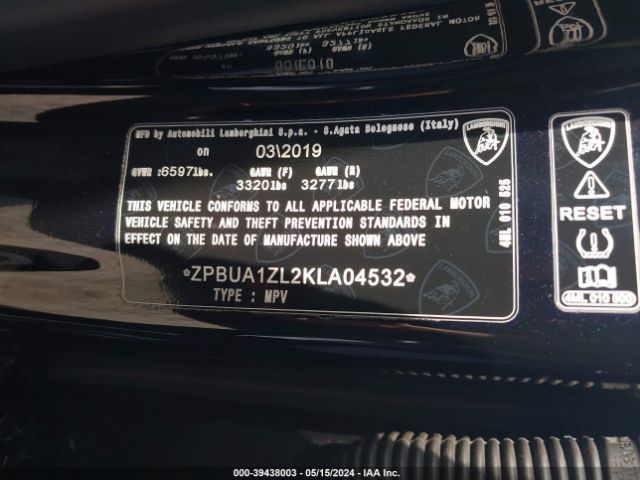 ZPBUA1ZL2KLA04532 Lamborghini Urus