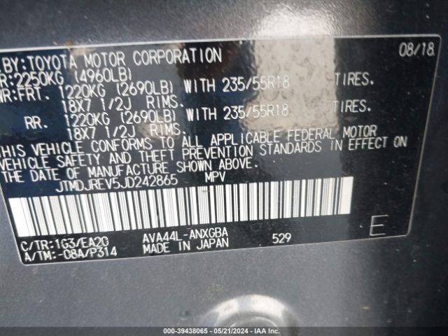 JTMDJREV5JD242865 Toyota Rav4 Hybrid Limited