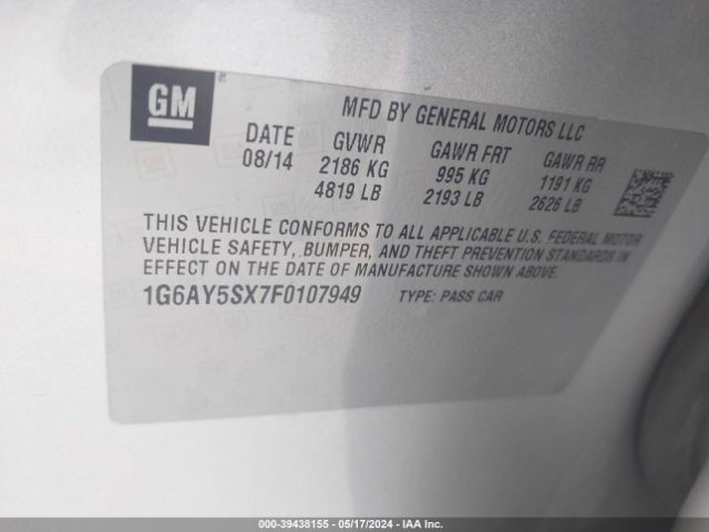 1G6AY5SX7F0107949 Cadillac Cts Performance