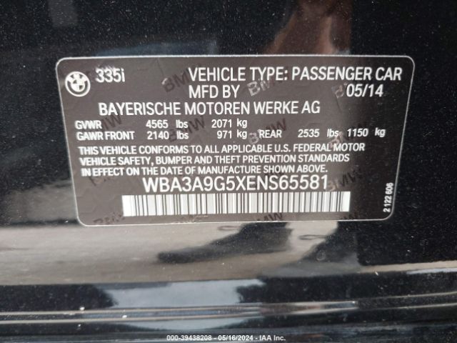 WBA3A9G5XENS65581 BMW 335i