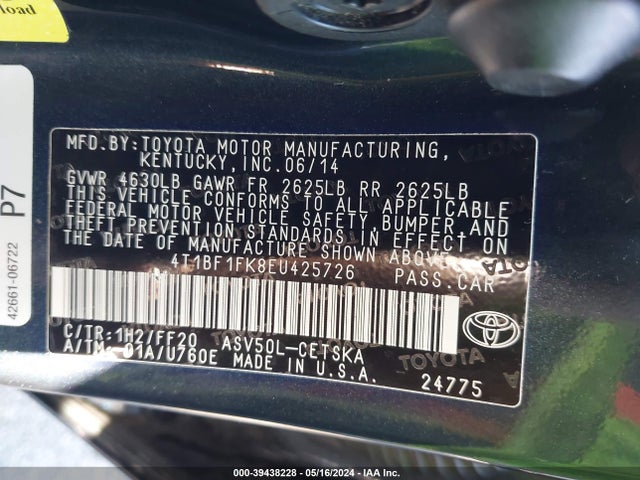 Toyota CAMRY SE 2014 4T1BF1FK8EU425726 Image 9