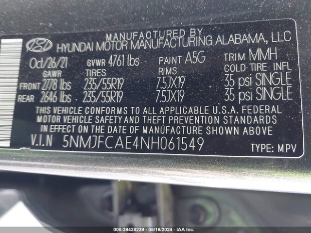 Hyundai TUCSON SEL 2022 5NMJFCAE4NH061549 Image 9