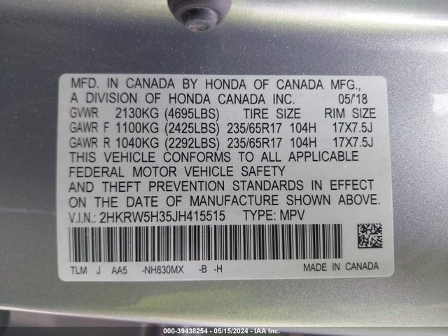 Honda CR-V LX 2018 2HKRW5H35JH415515 Image 9