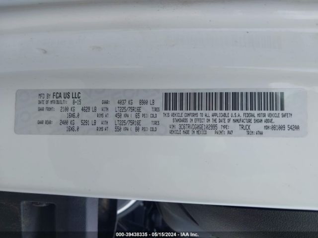 3C6TRVDG0GE102995 RAM Promaster 2500 High Roof