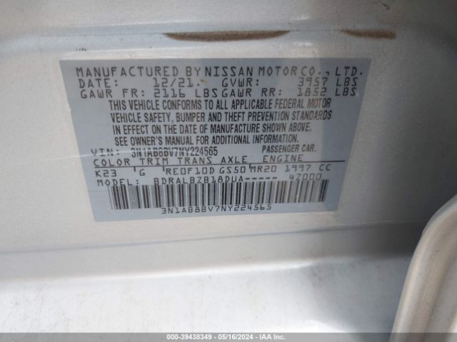 3N1AB8BV7NY224565 Nissan Sentra S Xtronic Cvt