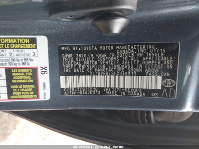 Toyota Corolla Le Eco 2015 2T1BPRHE3FC349919 Image 9