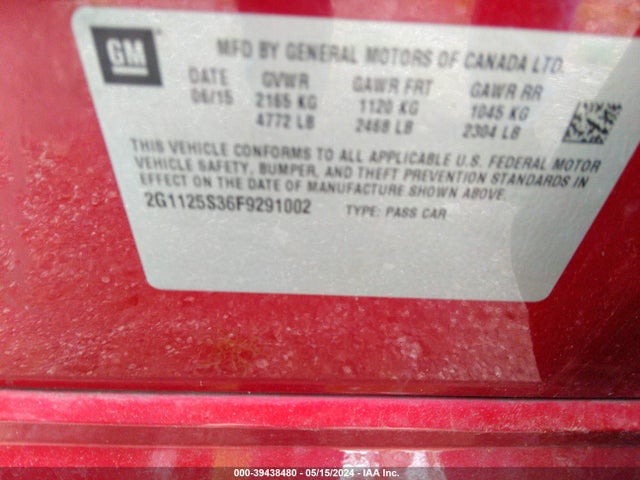Chevrolet Impala 2lt 2015 2G1125S36F9291002 Image 9