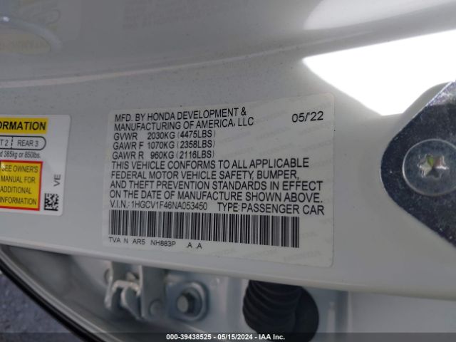 1HGCV1F46NA053450 Honda Accord Sport Special Edition