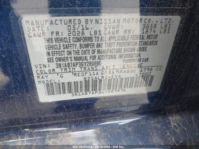 Nissan SENTRA SR 2016 3N1AB7AP3GY289896 Image 9