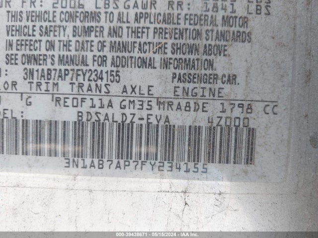 Nissan SENTRA SV 2015 3N1AB7AP7FY234155 Image 9