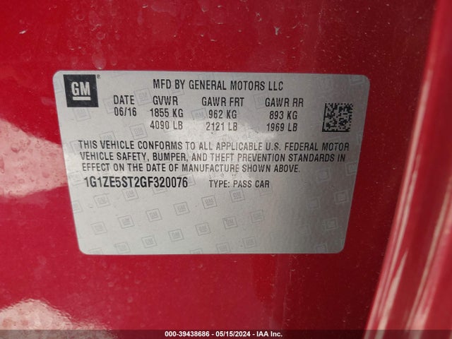 Chevrolet MALIBU 1LT 2016 1G1ZE5ST2GF320076 Image 9
