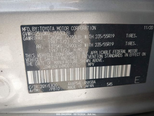 JTMFB3FV4MD012160 Toyota Rav4 Prime Xse