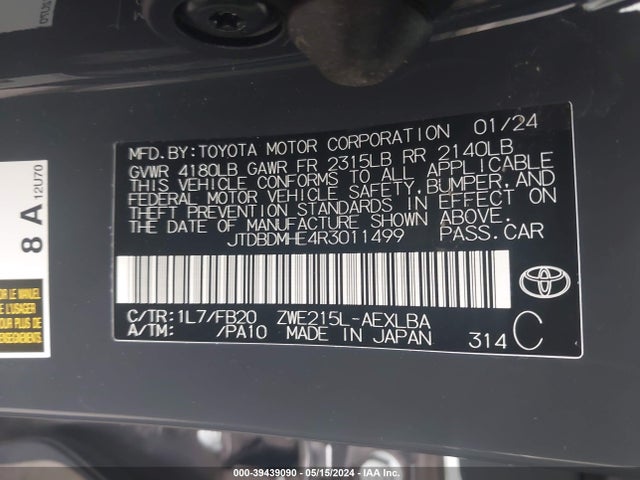 Toyota Corolla Hybrid Le 2024 JTDBDMHE4R3011499 Image 9