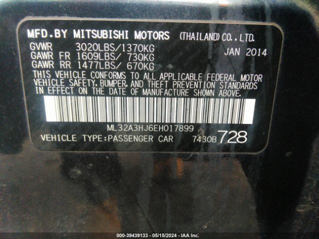ML32A3HJ6EH017899 Mitsubishi MIRAGE DE