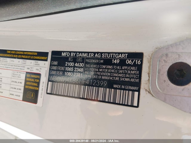 WDDWJ4KB6HF412399 Mercedes-Benz C 300 4matic