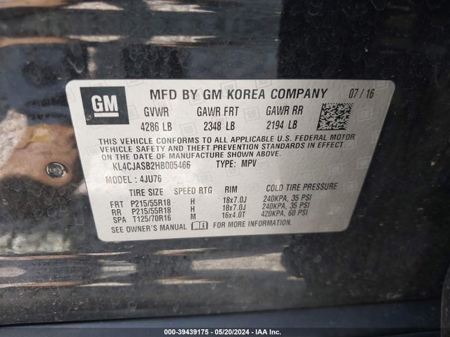 Buick Encore Preferred 2017 KL4CJASB2HB005466 Image 9