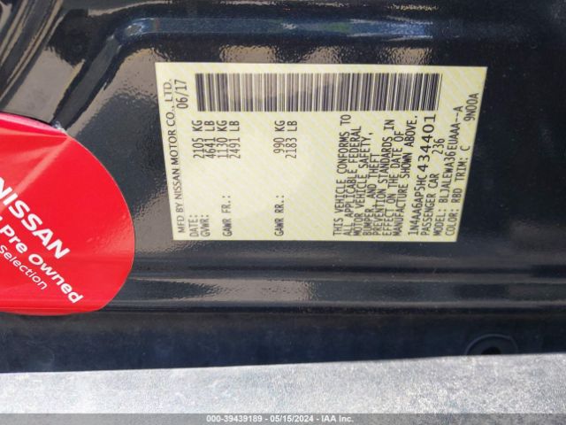 1N4AA6AP5HC434401 Nissan Maxima 3.5 Sl