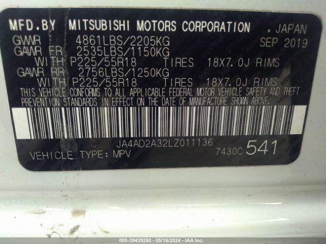 JA4AD2A32LZ011136 Mitsubishi Outlander Es 2.4