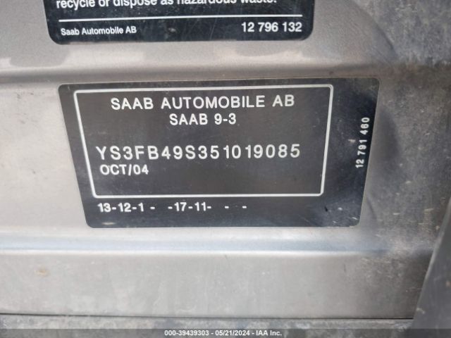 2006 SAAB 9/3 Y23FB492351019085 Photo 8