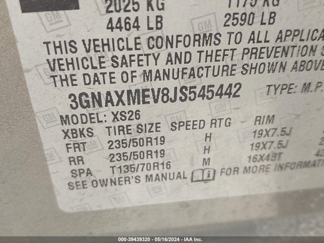 Chevrolet Equinox Premier 2018 3GNAXMEV8JS545442 Image 9