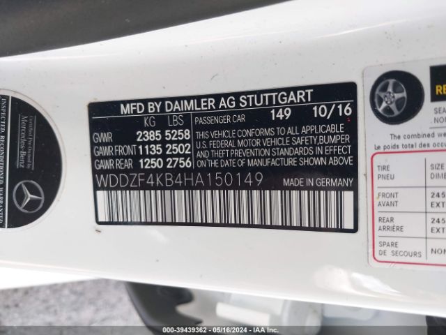 WDDZF4KB4HA150149 Mercedes-Benz E 300 4matic