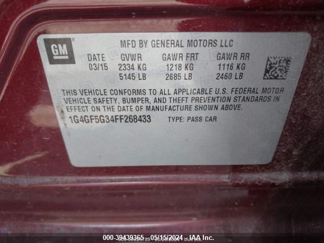 Buick Lacrosse Premium Ii 2015 1G4GF5G34FF268433 Image 9