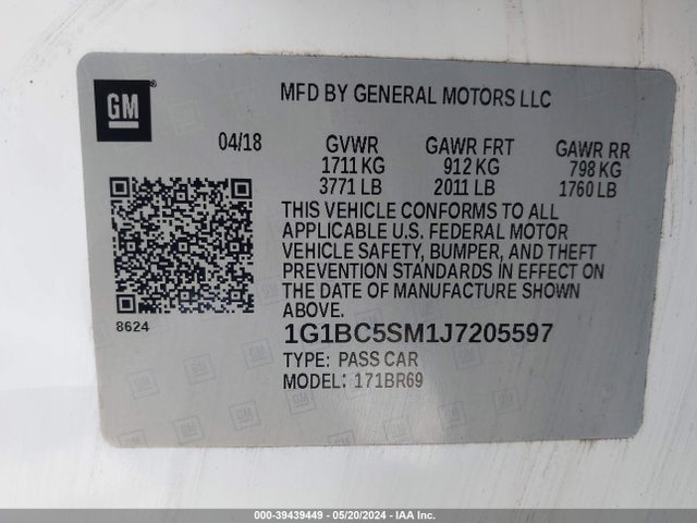 Chevrolet Cruze Ls Auto 2018 1G1BC5SM1J7205597 Image 9