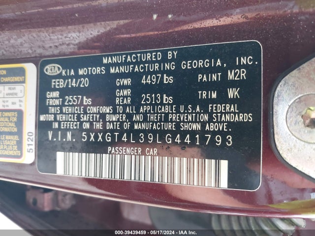 KIA Optima Lx 2020 5XXGT4L39LG441793 Image 9