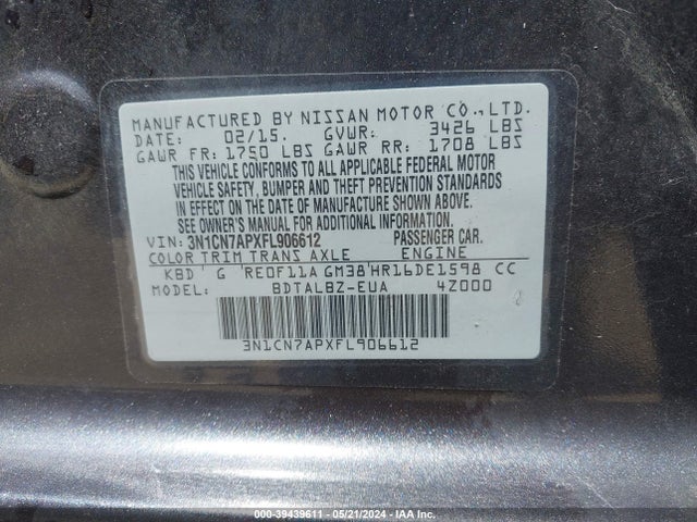 Nissan Versa 1.6 Sv 2015 3N1CN7APXFL906612 Image 9