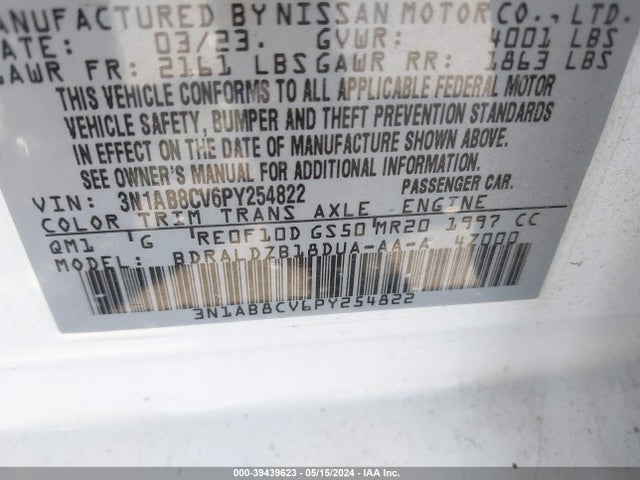 Nissan Sentra Sv Xtronic Cvt 2023 3N1AB8CV6PY254822 Image 9