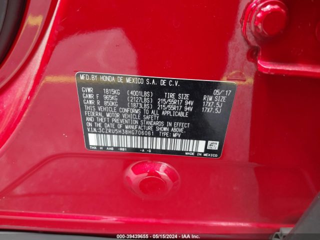 3CZRU5H38HG706061 Honda HR-V LX