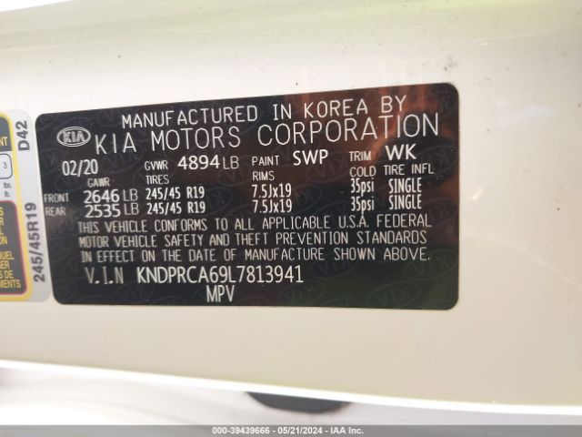 KNDPRCA69L7813941 KIA Sportage Sx Turbo
