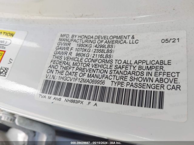 1HGCV1F12MA069956 Honda ACCORD LX