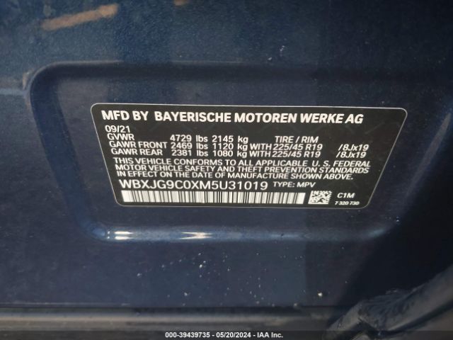 2021 BMW X1 WBXJG9C0XM5U31019 Photo 8