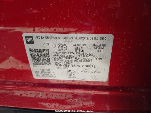 Chevrolet Blazer Awd Rs 2022 3GNKBKRS9NS138873 Image 9
