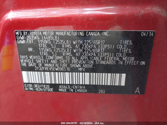 Toyota RAV4 LE 2014 2T3ZFREV5EW096516 Image 9