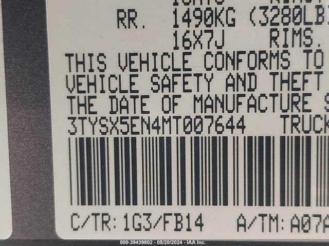 Toyota Tacoma Sr 2021 3TYSX5EN4MT007644 Image 9