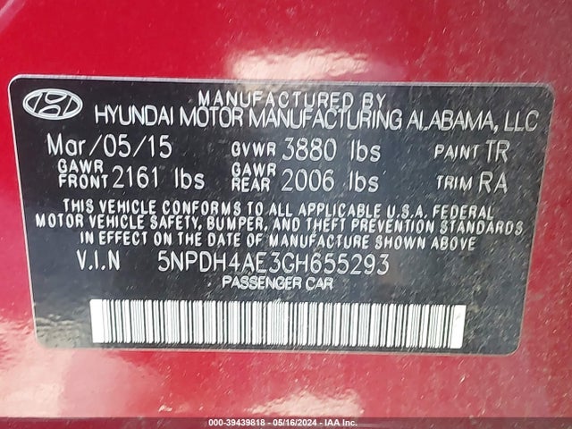 Hyundai ELANTRA SE 2016 5NPDH4AE3GH655293 Image 9